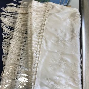 Satin shawl throw with embroidery